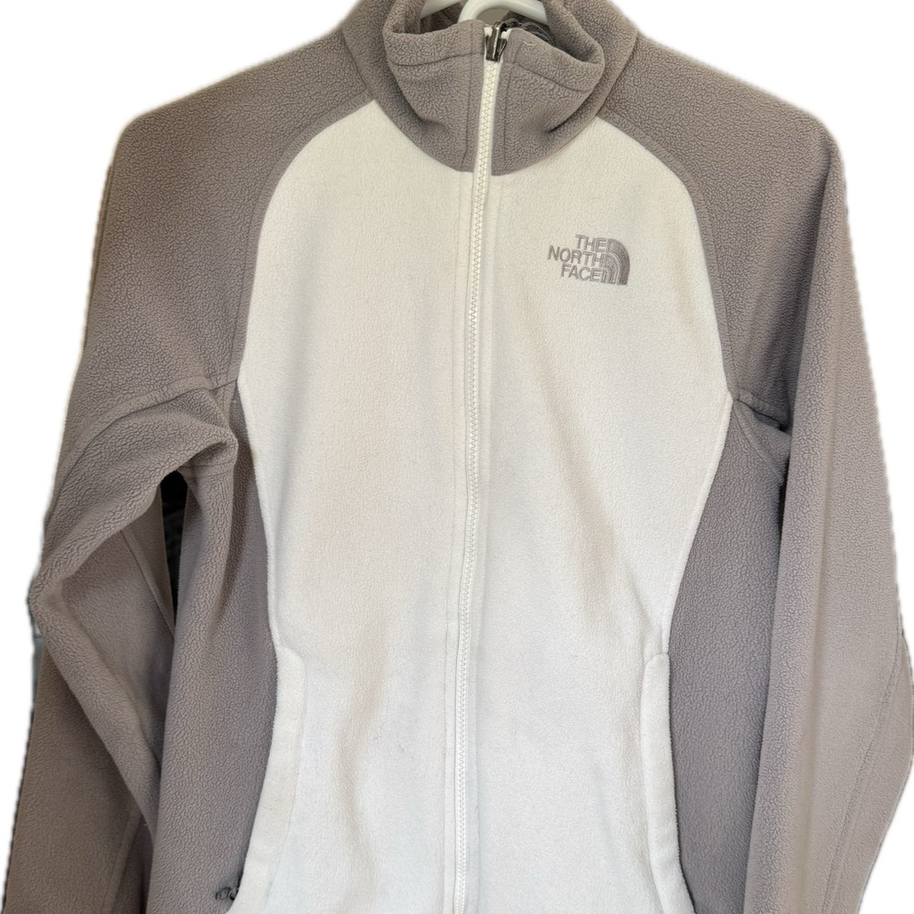 The North Face Gray and White Ski Jacket with Color Blocking